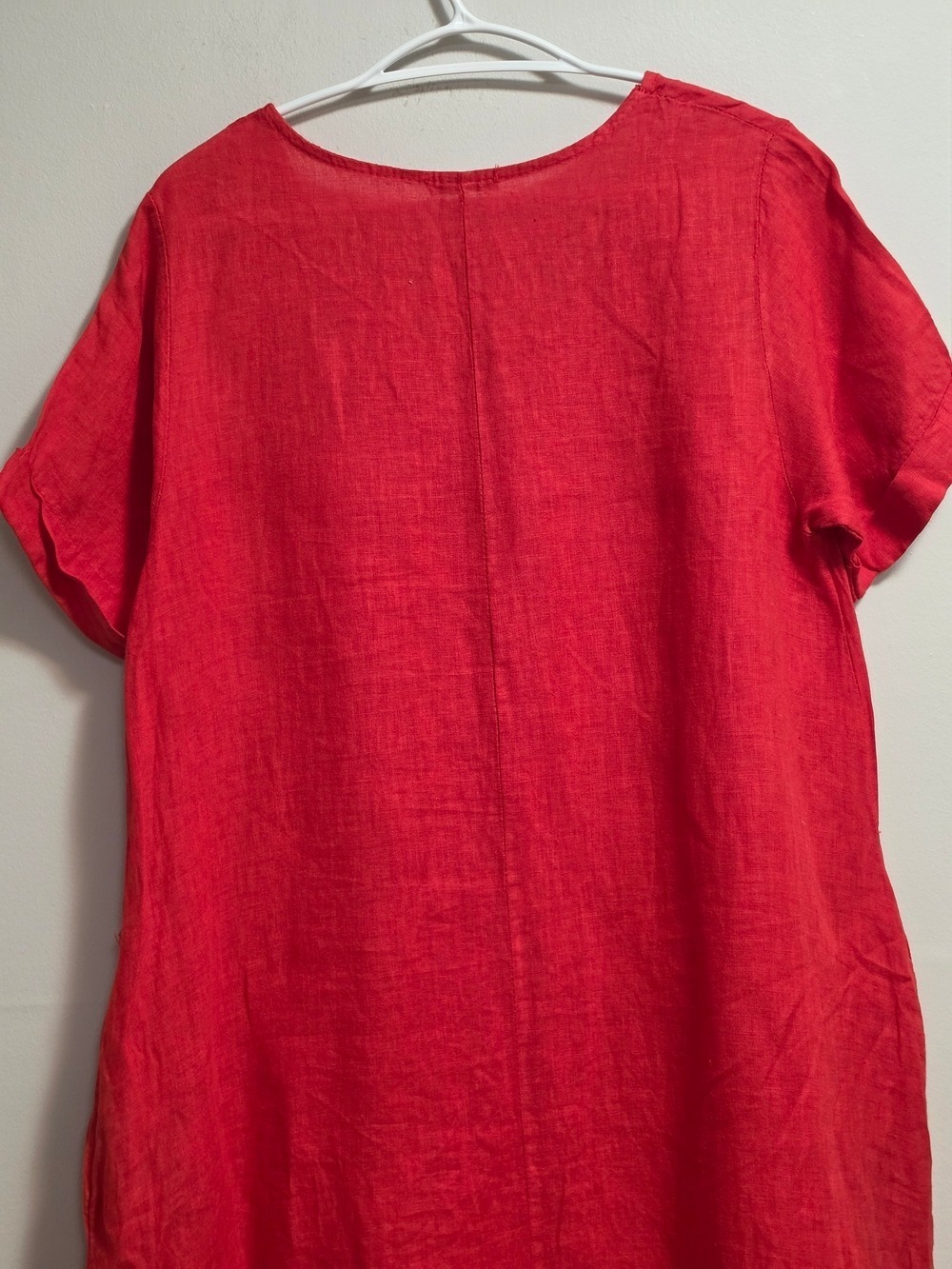 Rosemarine Red 100% Linen Eyelet Hem Tunic Dress Size Large - Picture 7 of 10
